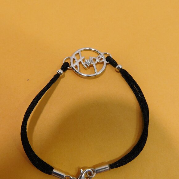 Ladies Black Cord Bracelet - "Hope" - Picture 2 of 3